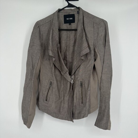 NIC+ZOE‎ Women's Jacket Size Small Linen Blend Zip Up - Picture 1 of 5